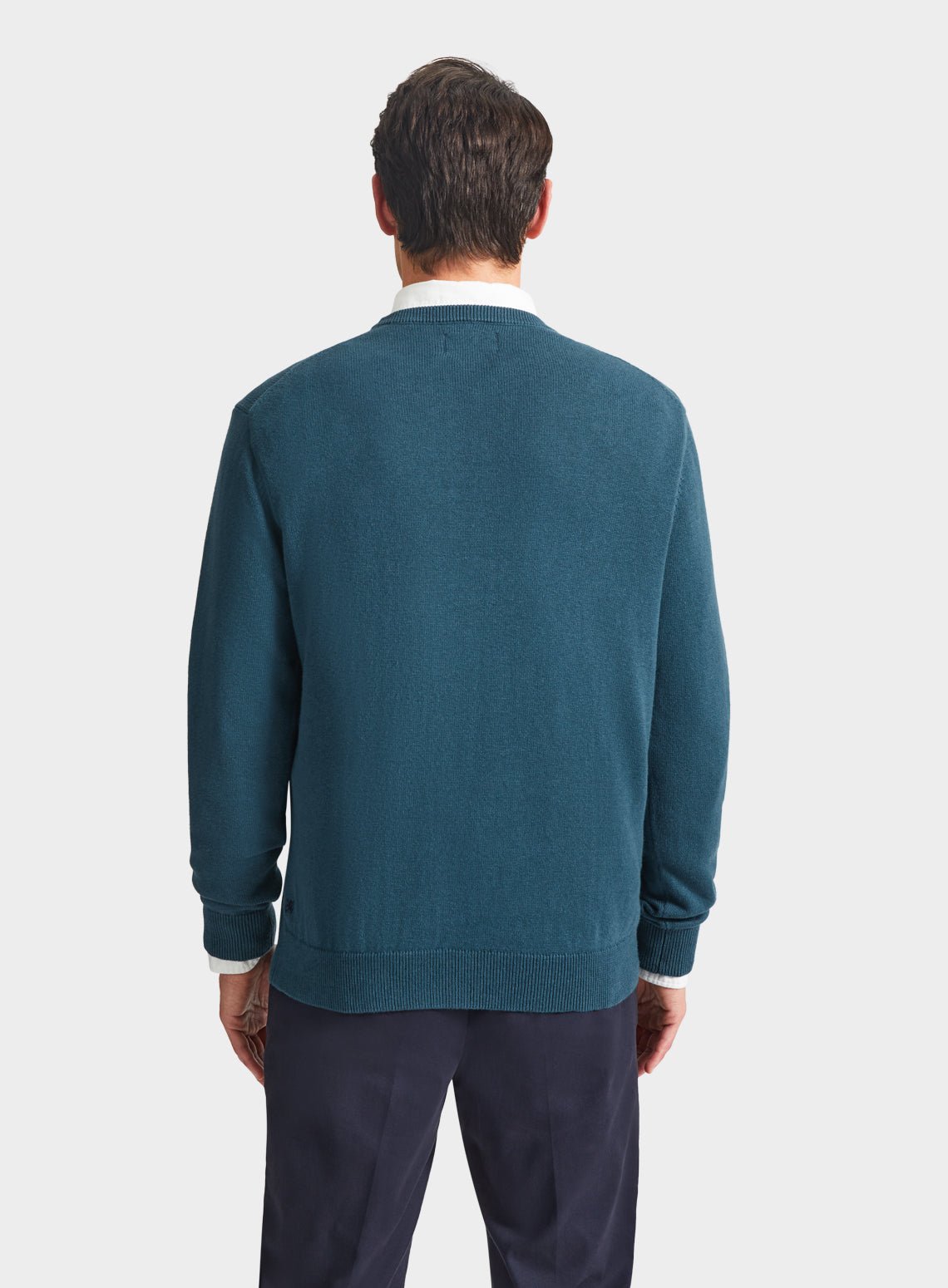Men’s cotton cashmere crew neck jumper in Green.