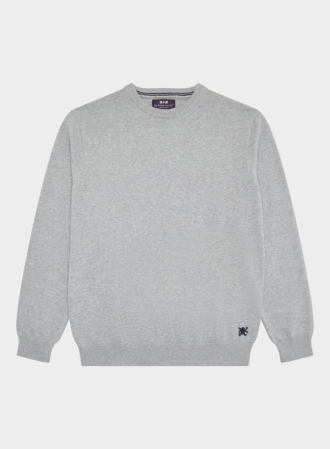 Men’s cotton cashmere crew neck jumper in Grey.