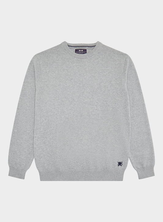 Men’s cotton cashmere crew neck jumper in Grey.