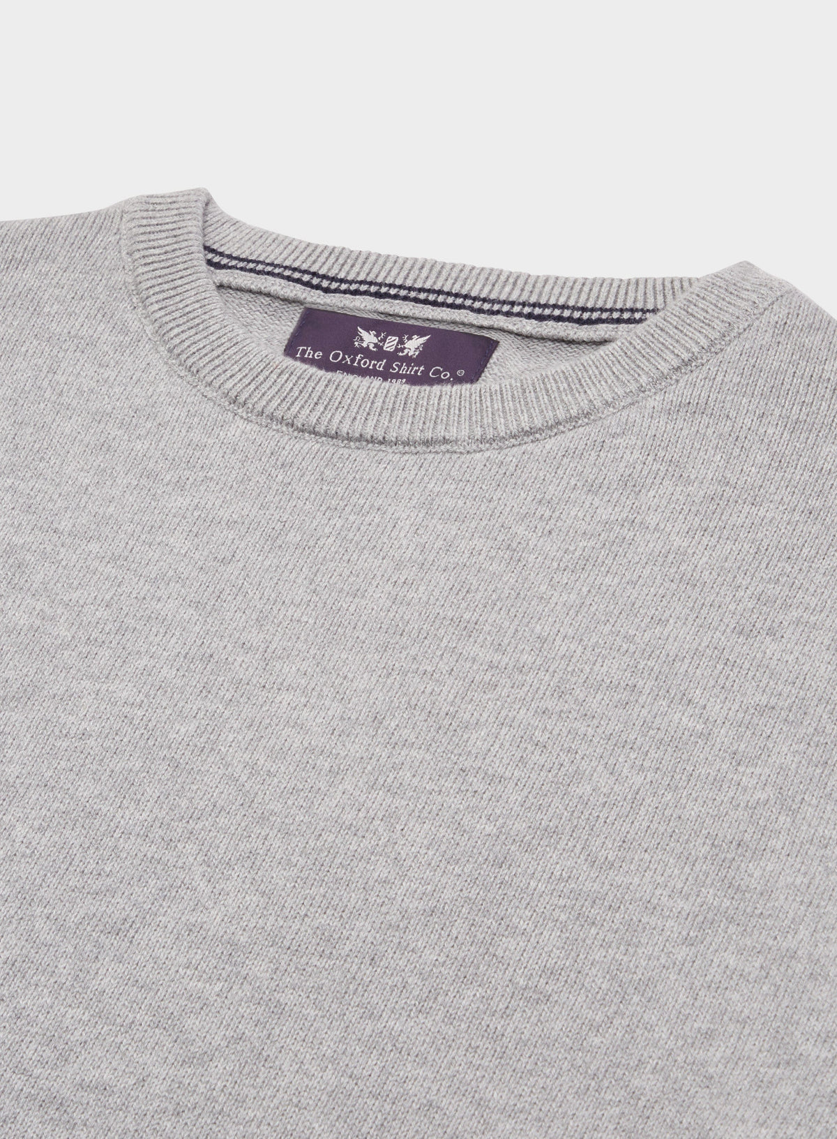 Men’s cotton cashmere crew neck jumper in Grey.