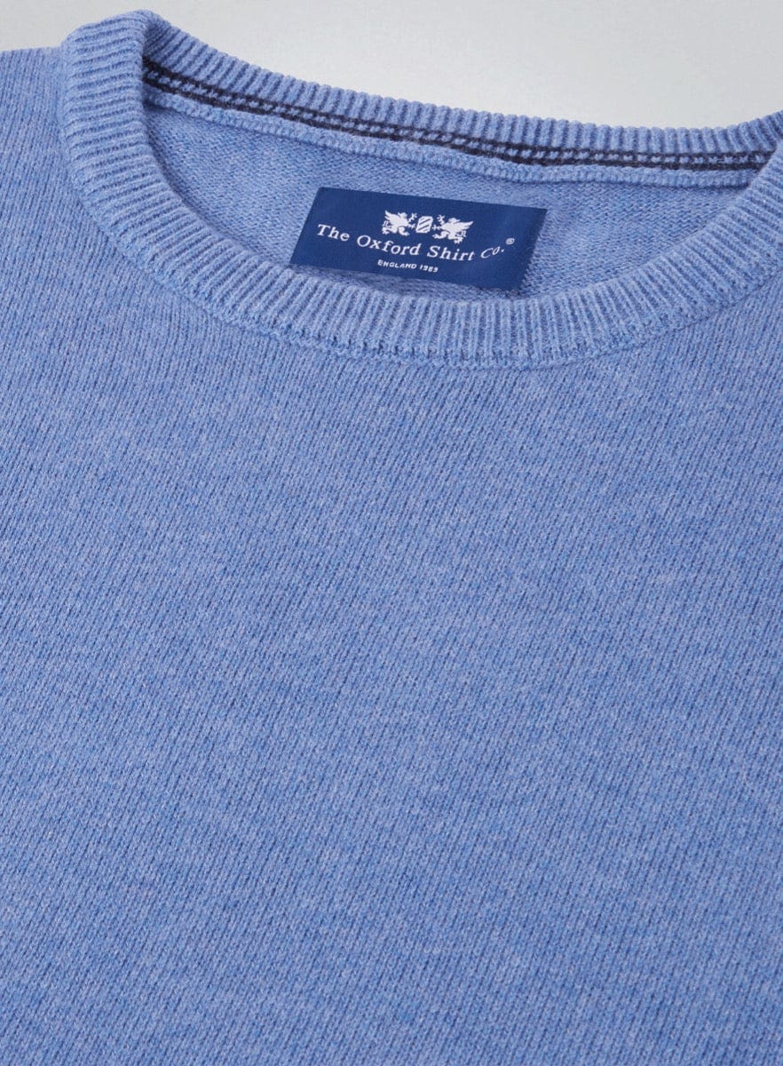 Men’s cotton cashmere crew neck jumper in Harbour Blue.
