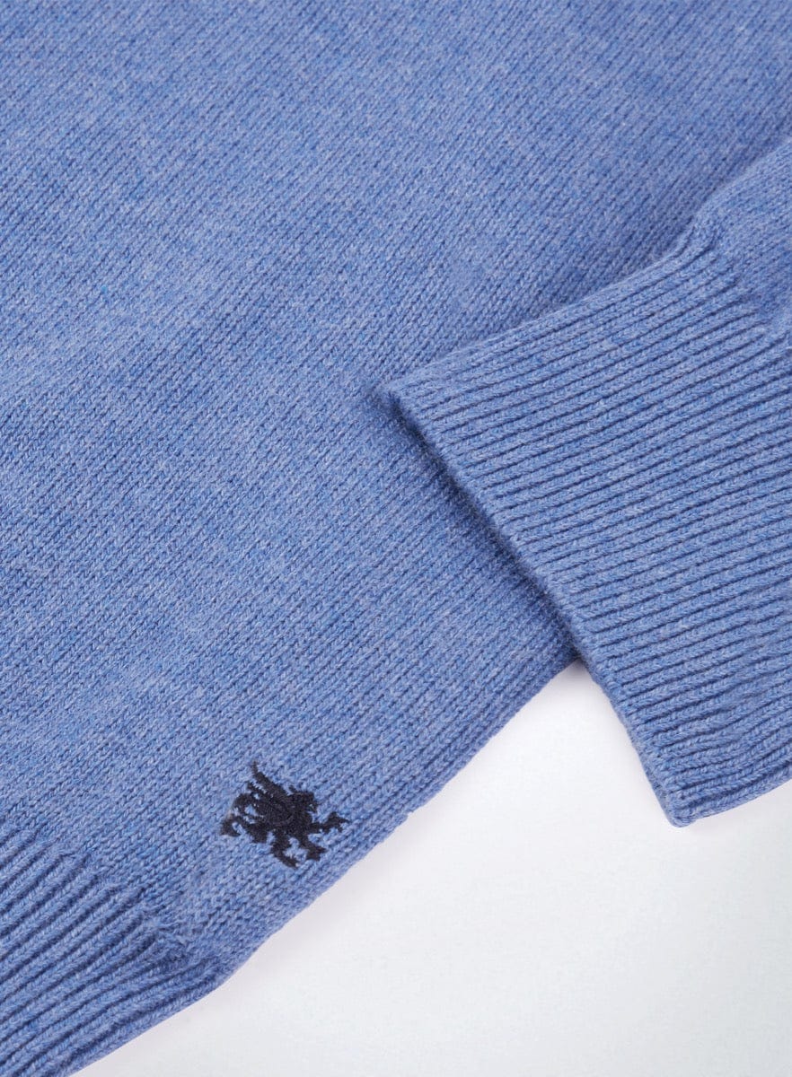 Men’s cotton cashmere crew neck jumper in Harbour Blue.