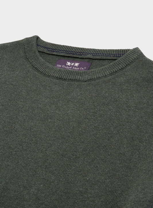 Men’s cotton cashmere crew neck jumper in Khaki.