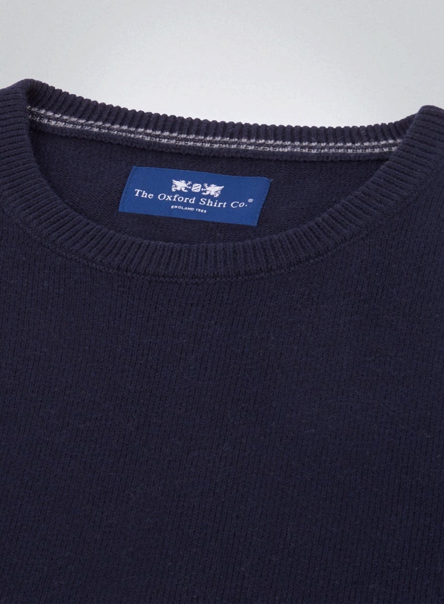 Men’s cotton cashmere crew neck jumper in Navy.