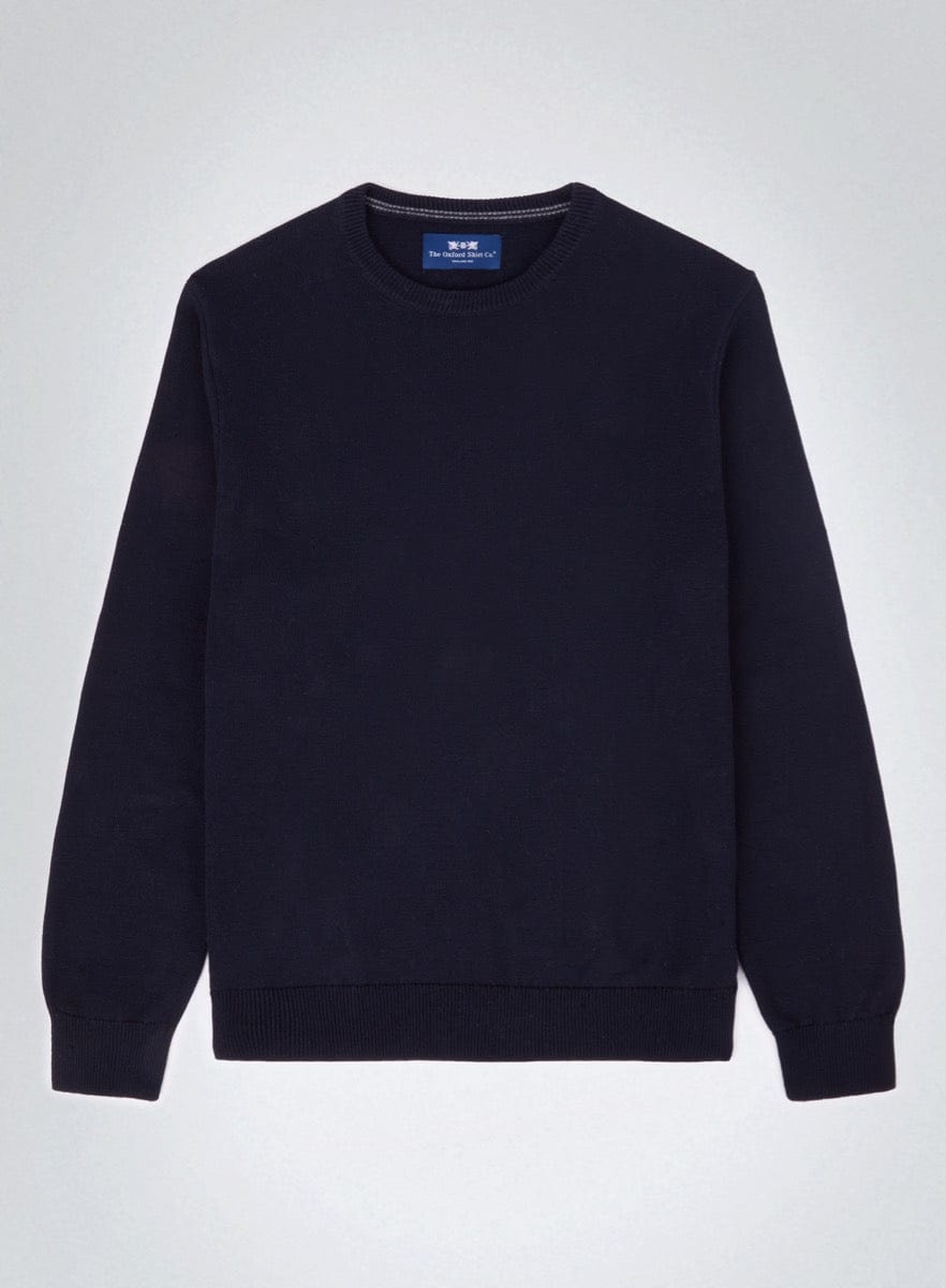 Men’s cotton cashmere crew neck jumper in Navy.
