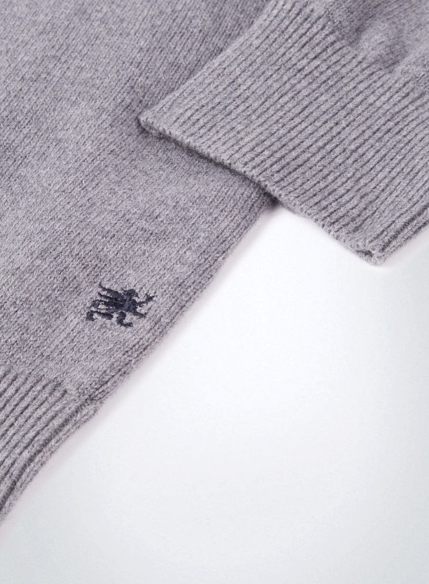Men’s cotton cashmere quarter zip jumper in Grey.