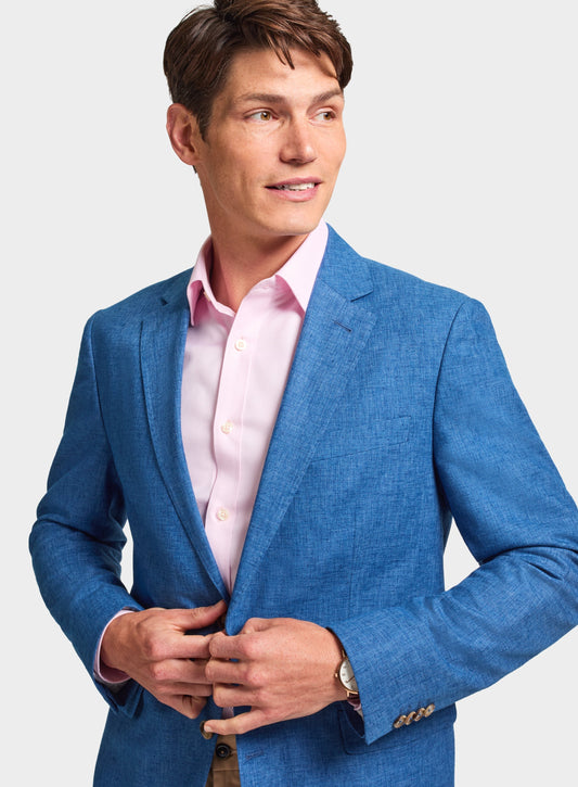 Men’s cotton linen blazer in Blue.