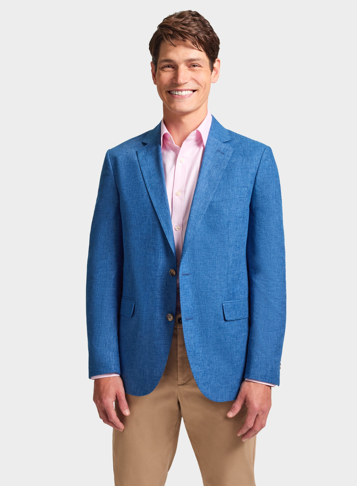 Men’s cotton linen blazer in Blue.