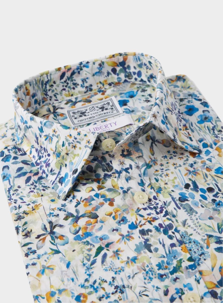 Men’s shirt in Felda Blue Liberty fabric.