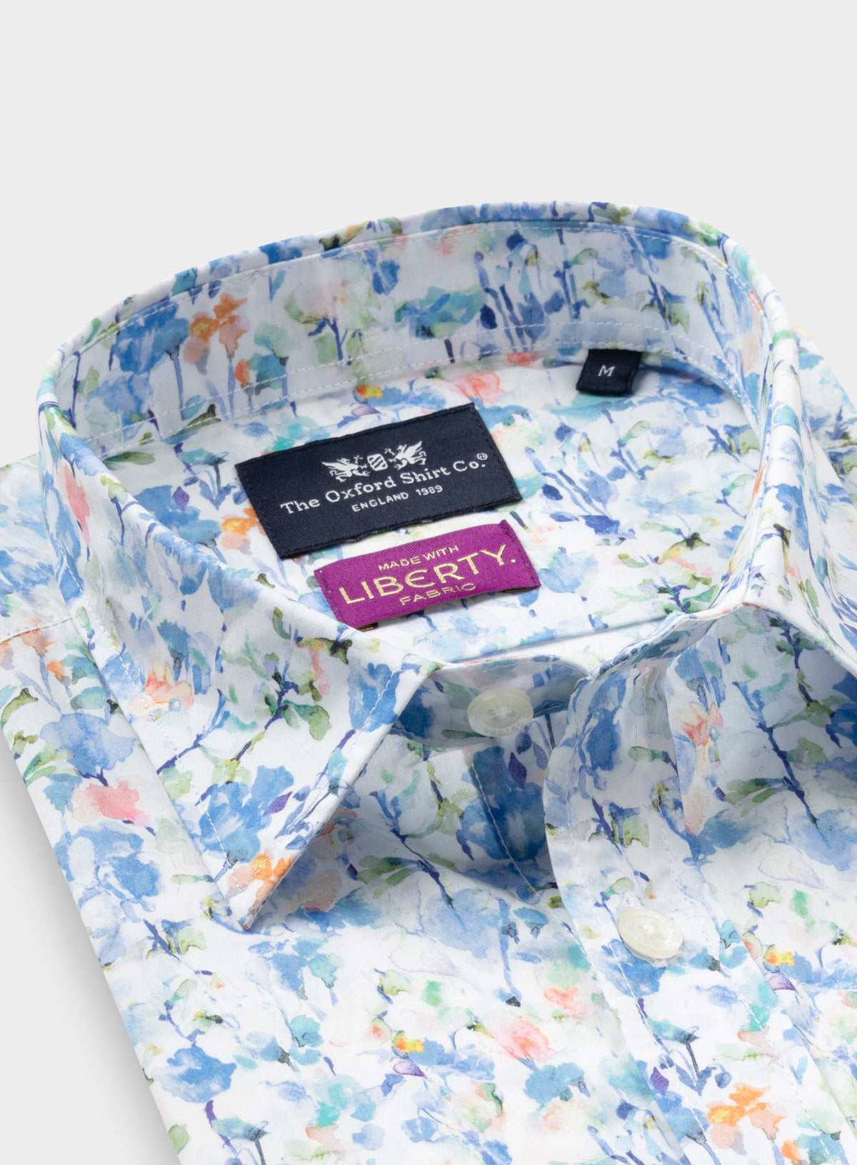 Men’s shirt in Inky Fields Blue Liberty fabric.