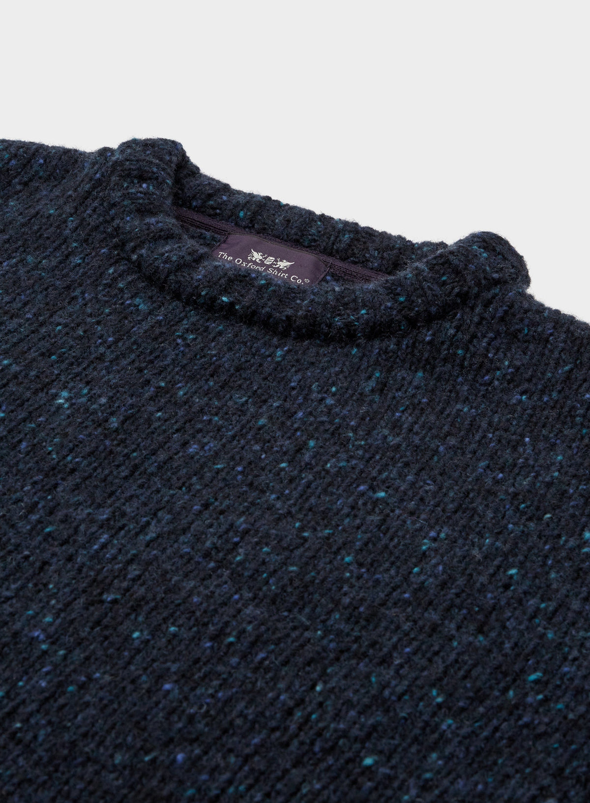 Men’s knitted neppy crew neck jumper in Navy.