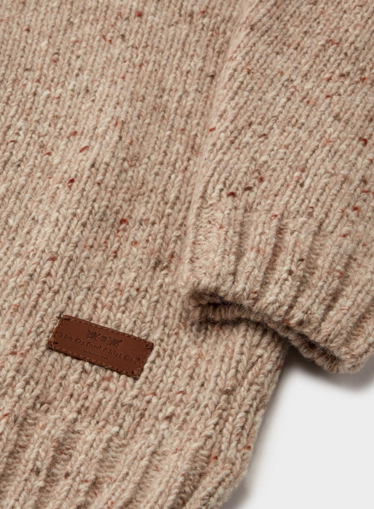 Men’s knitted neppy crew neck jumper in Oatmeal.