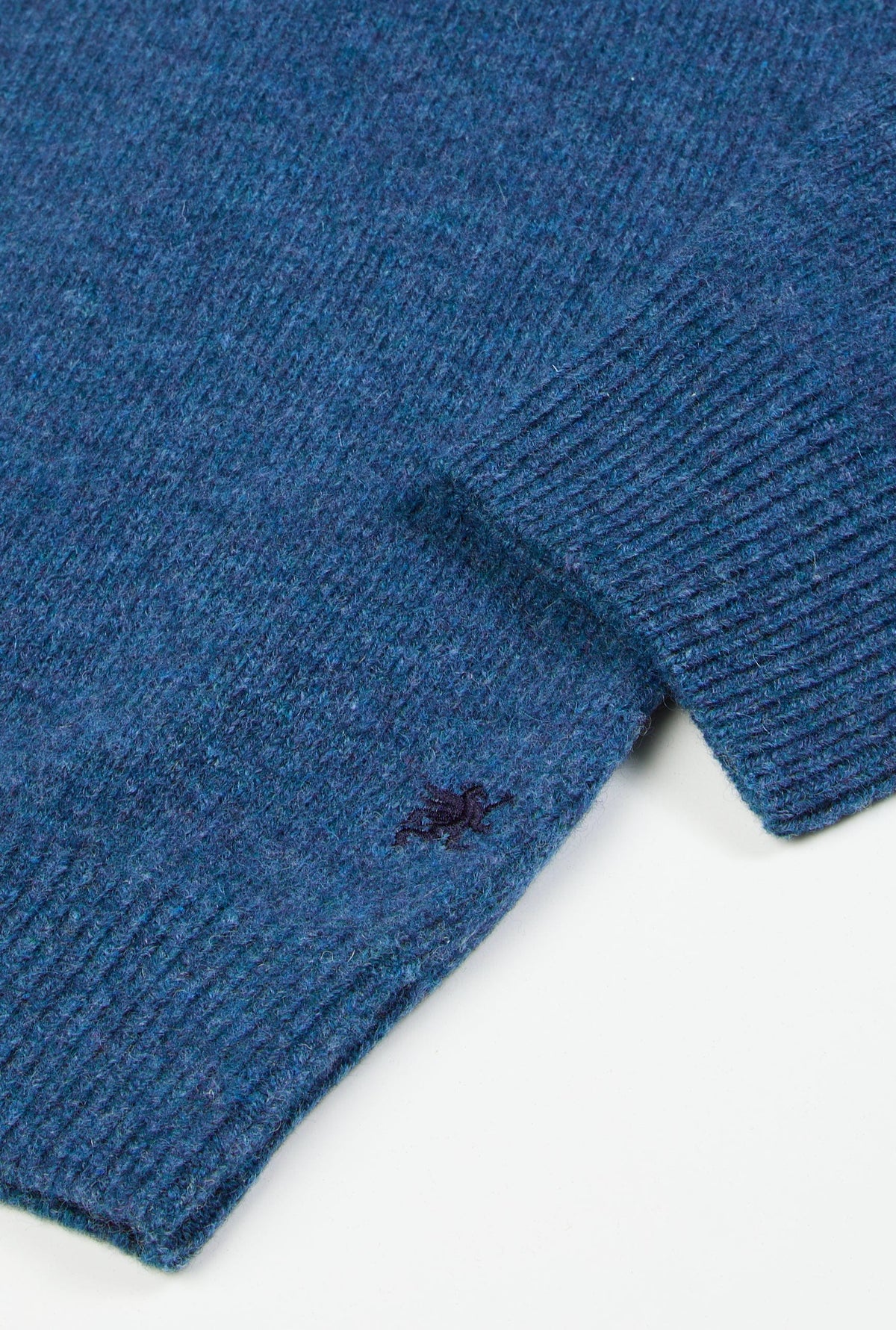 Men’s lambswool crew neck jumper in Blue.