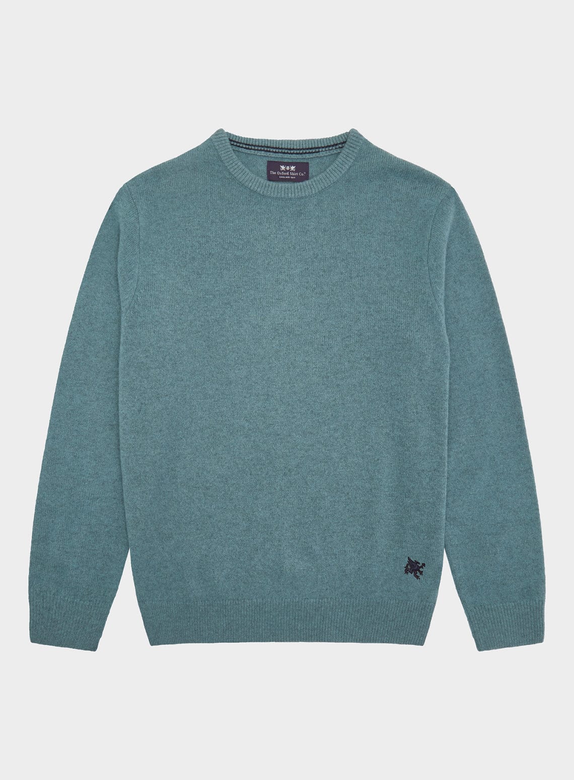 Men’s lambswool crew neck jumper in Green.