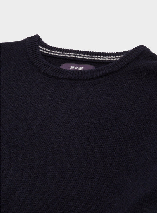 Men’s lambswool crew neck jumper in Navy.
