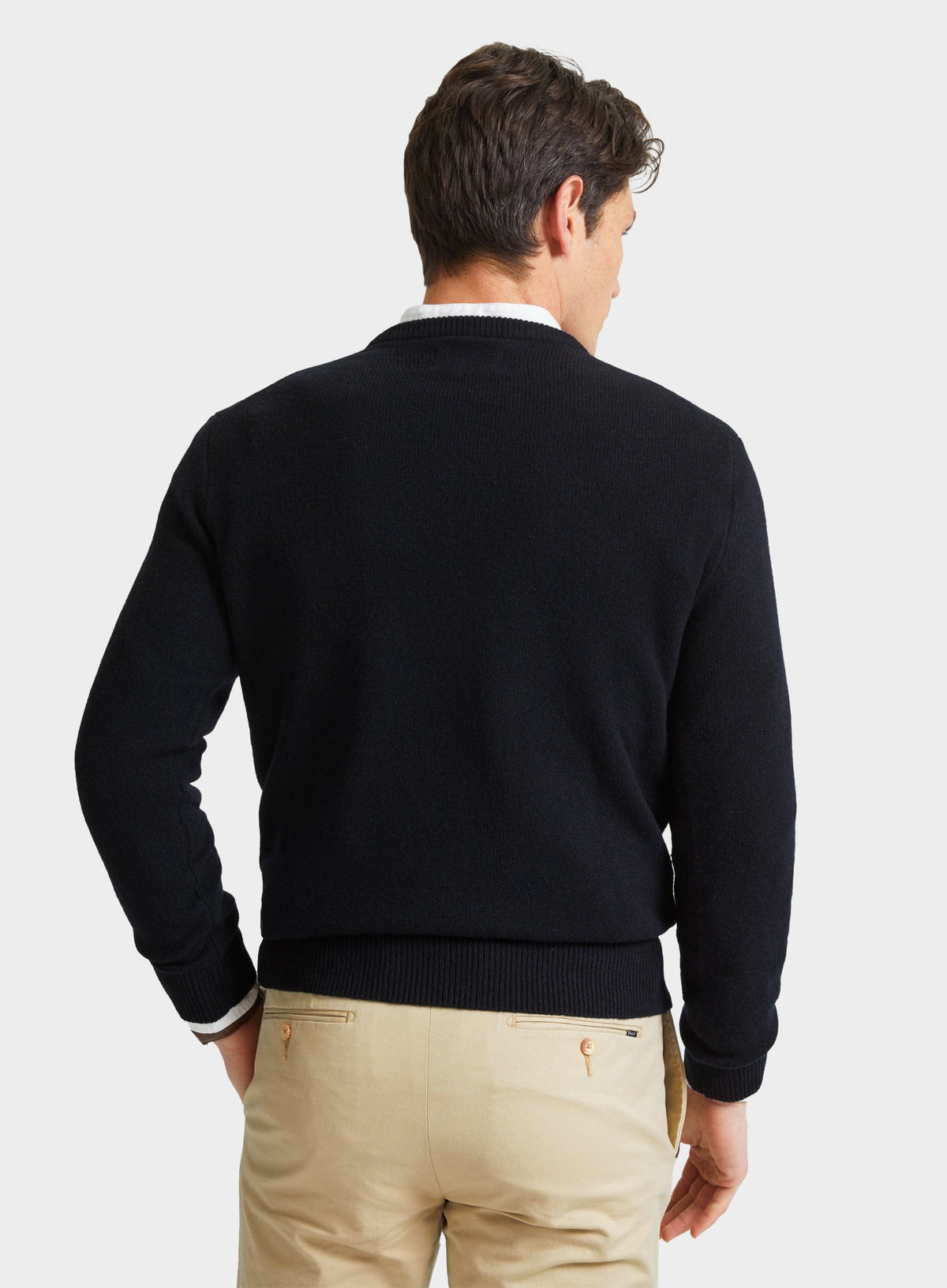 Men’s lambswool crew neck jumper in Navy.
