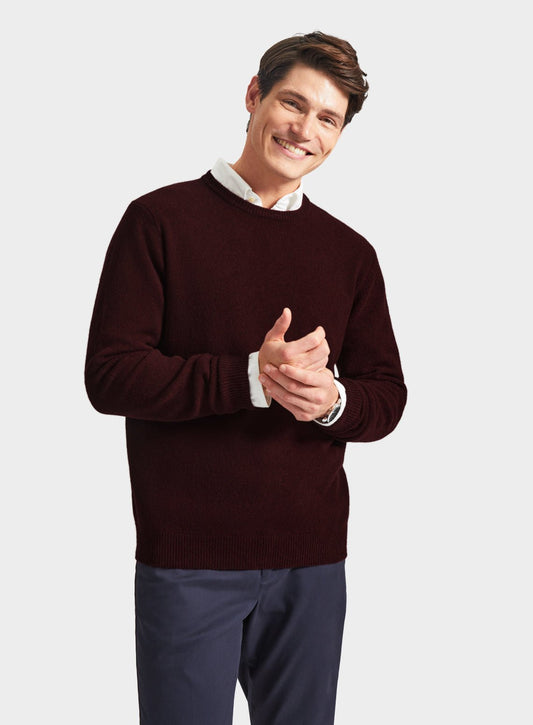 Men’s lambswool crew neck jumper in Red.
