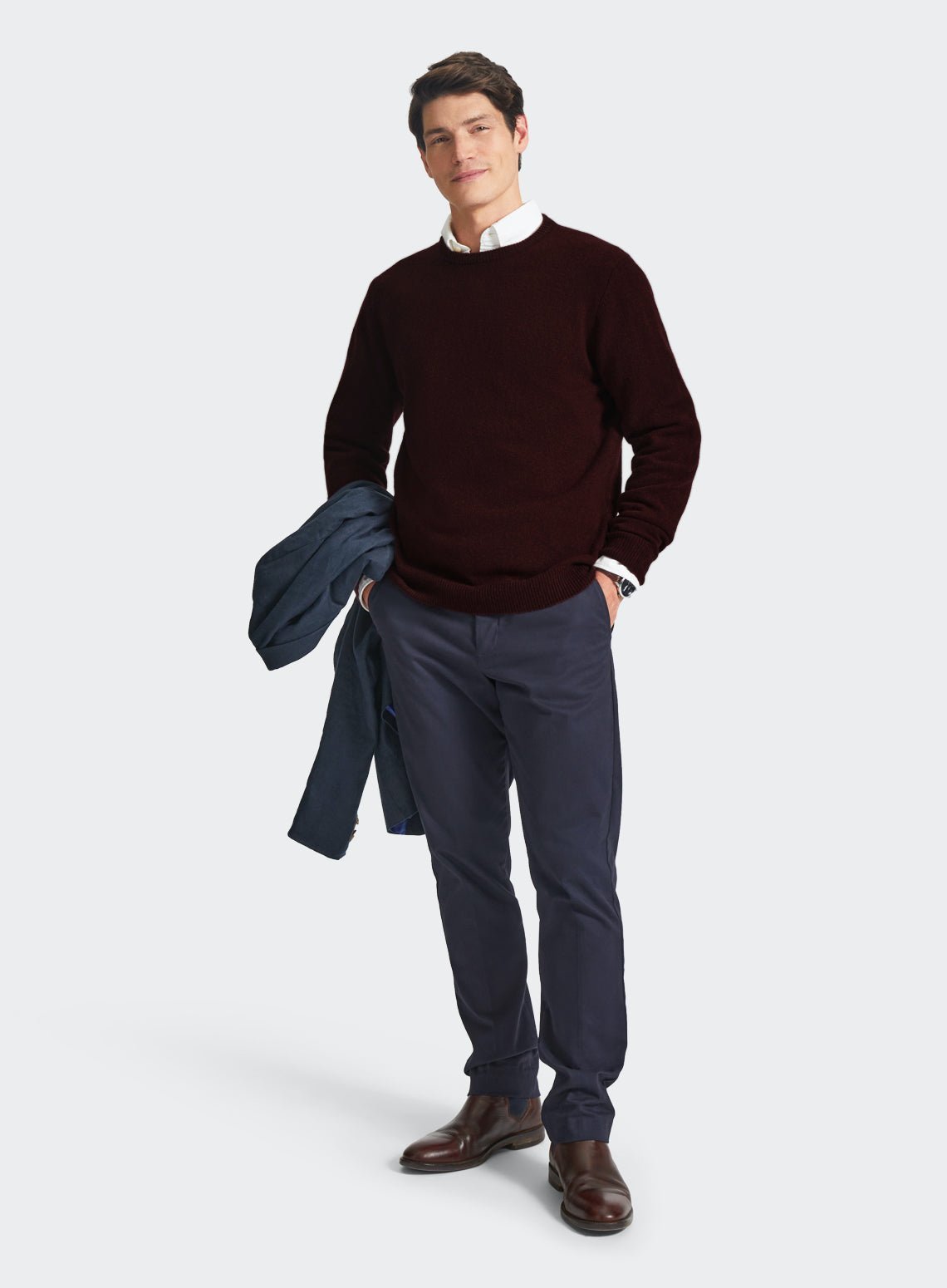 Men’s lambswool crew neck jumper in Red.