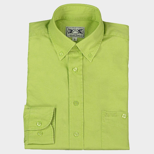 Men’s long sleeved weekender shirt in Lime.