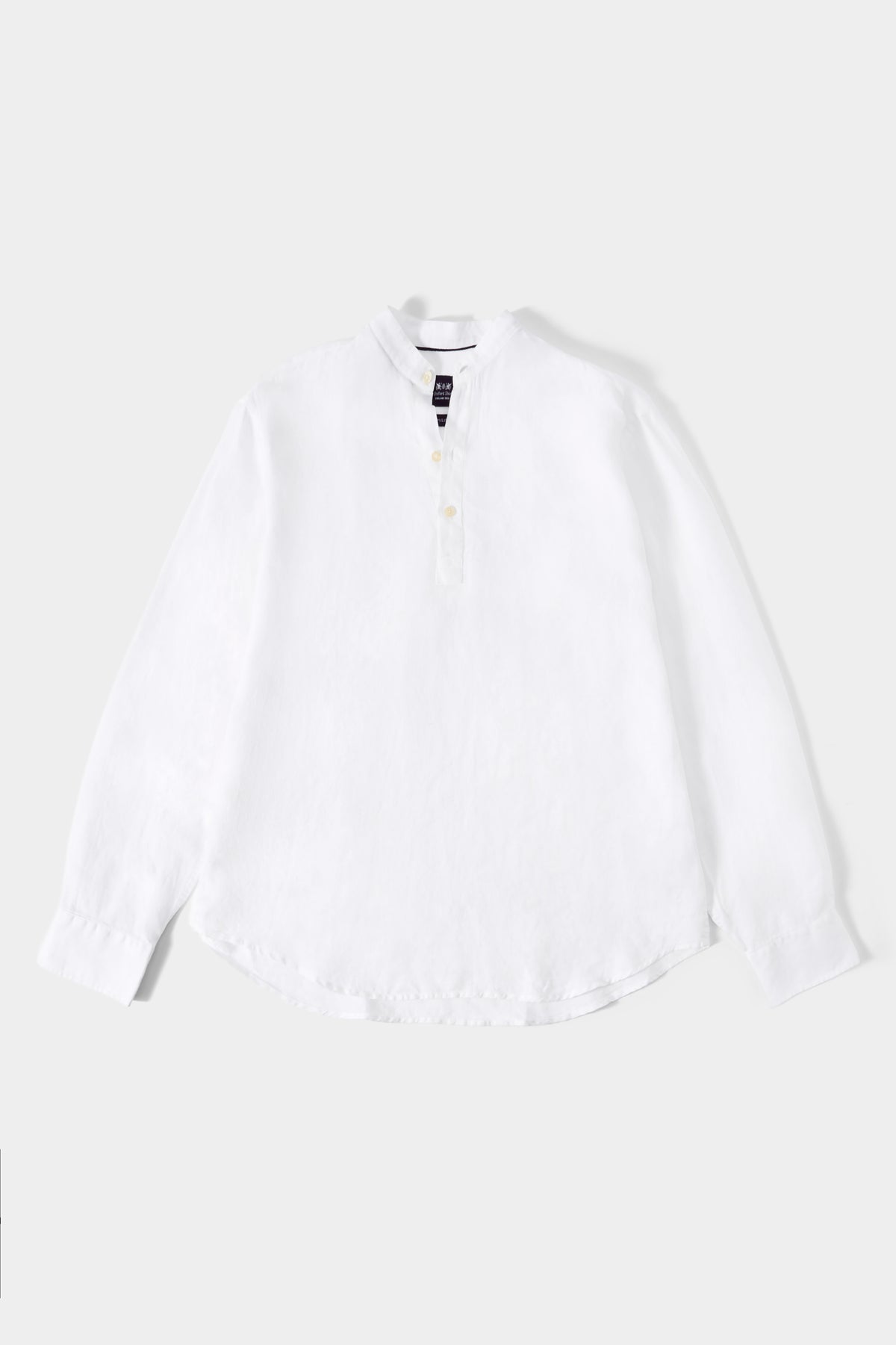 Men’s nehru collar linen shirt in White.
