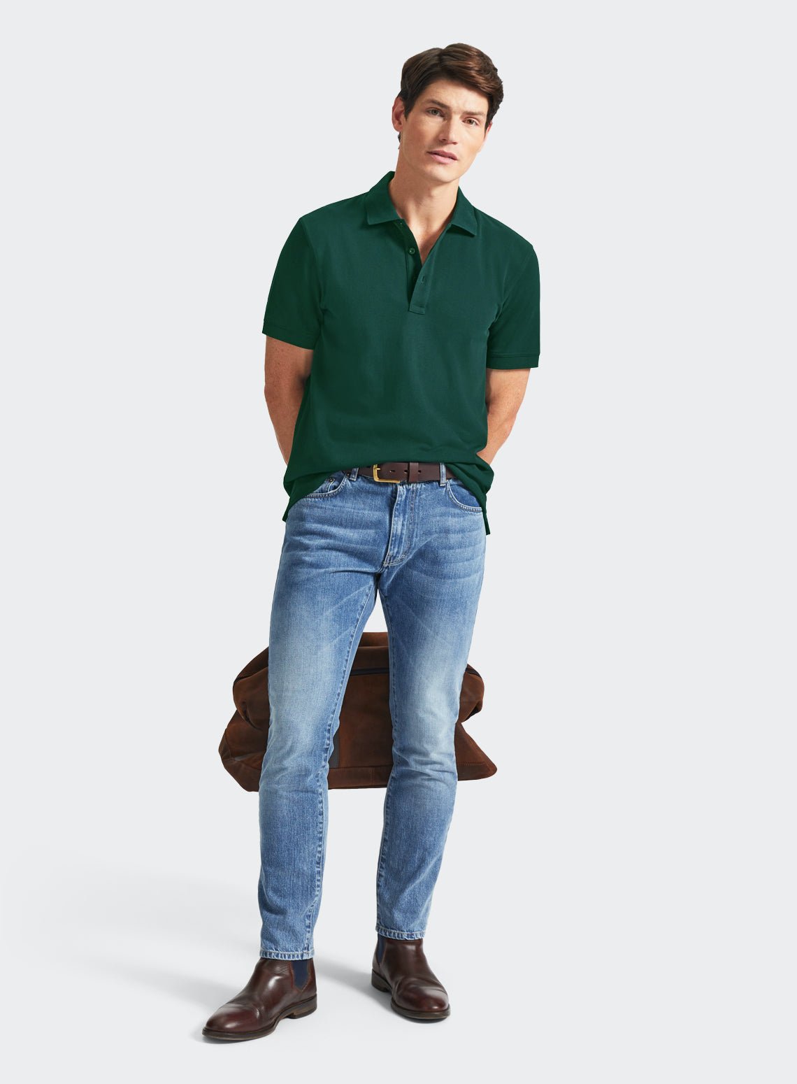 Men’s pique polo shirt in Green.