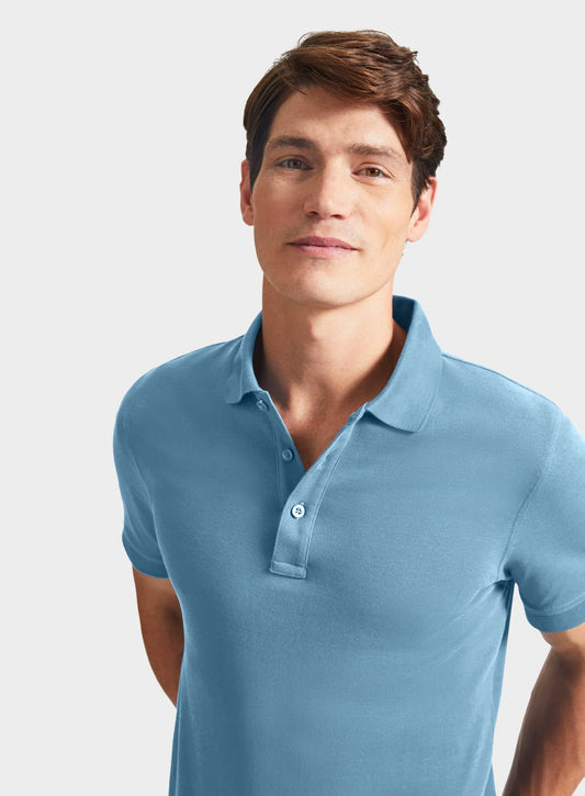 Men’s pique polo shirt in Light Blue.