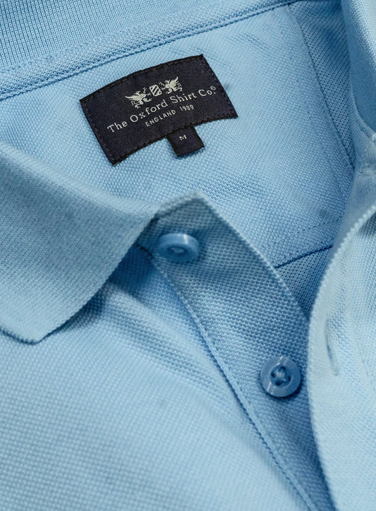 Men’s pique polo shirt in Light Blue.