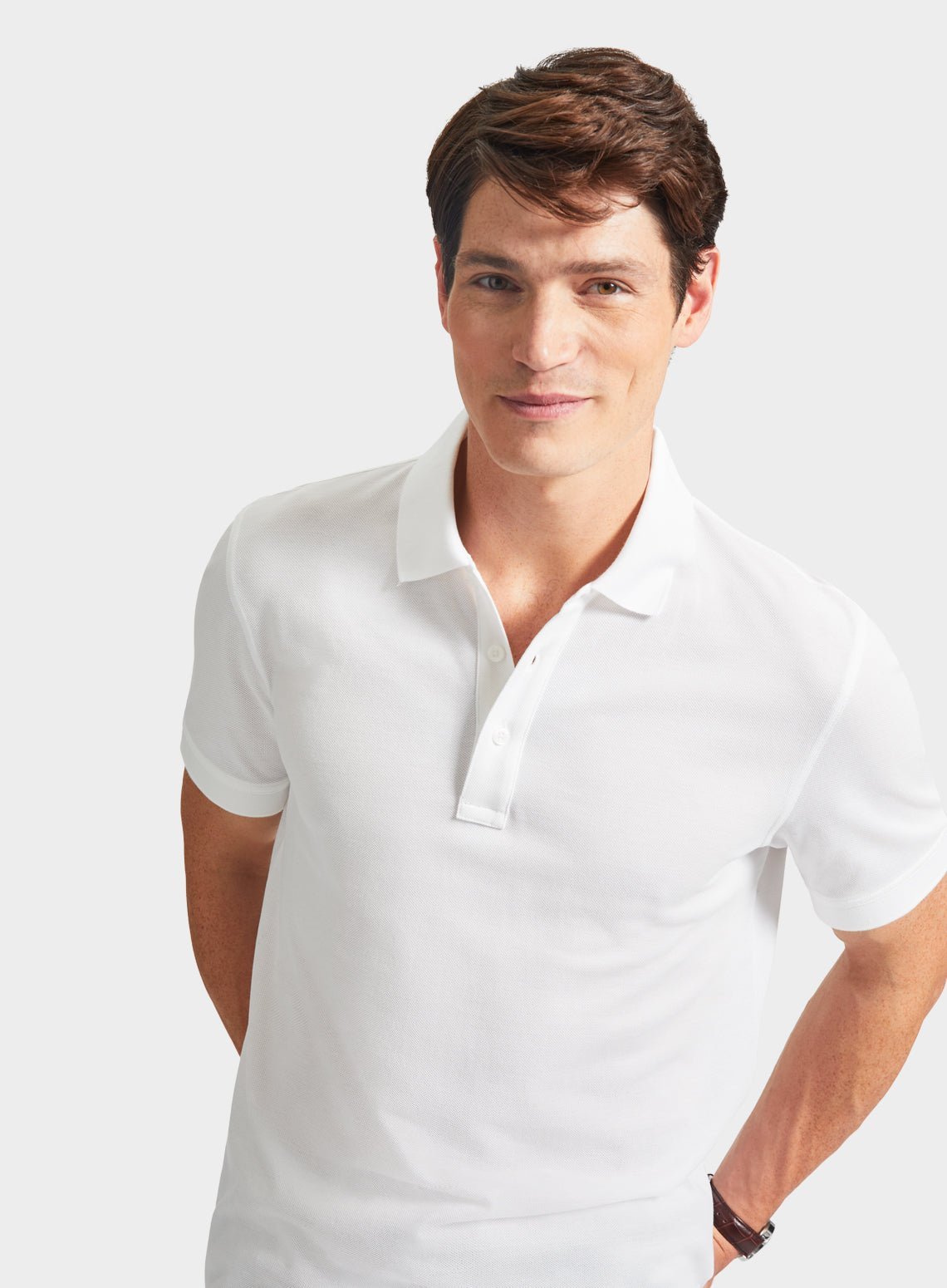 Men’s pique polo shirt in White.