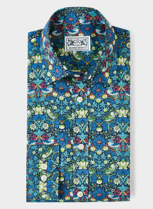 Men’s shirt in Strawberry Thief Bright Liberty fabric.