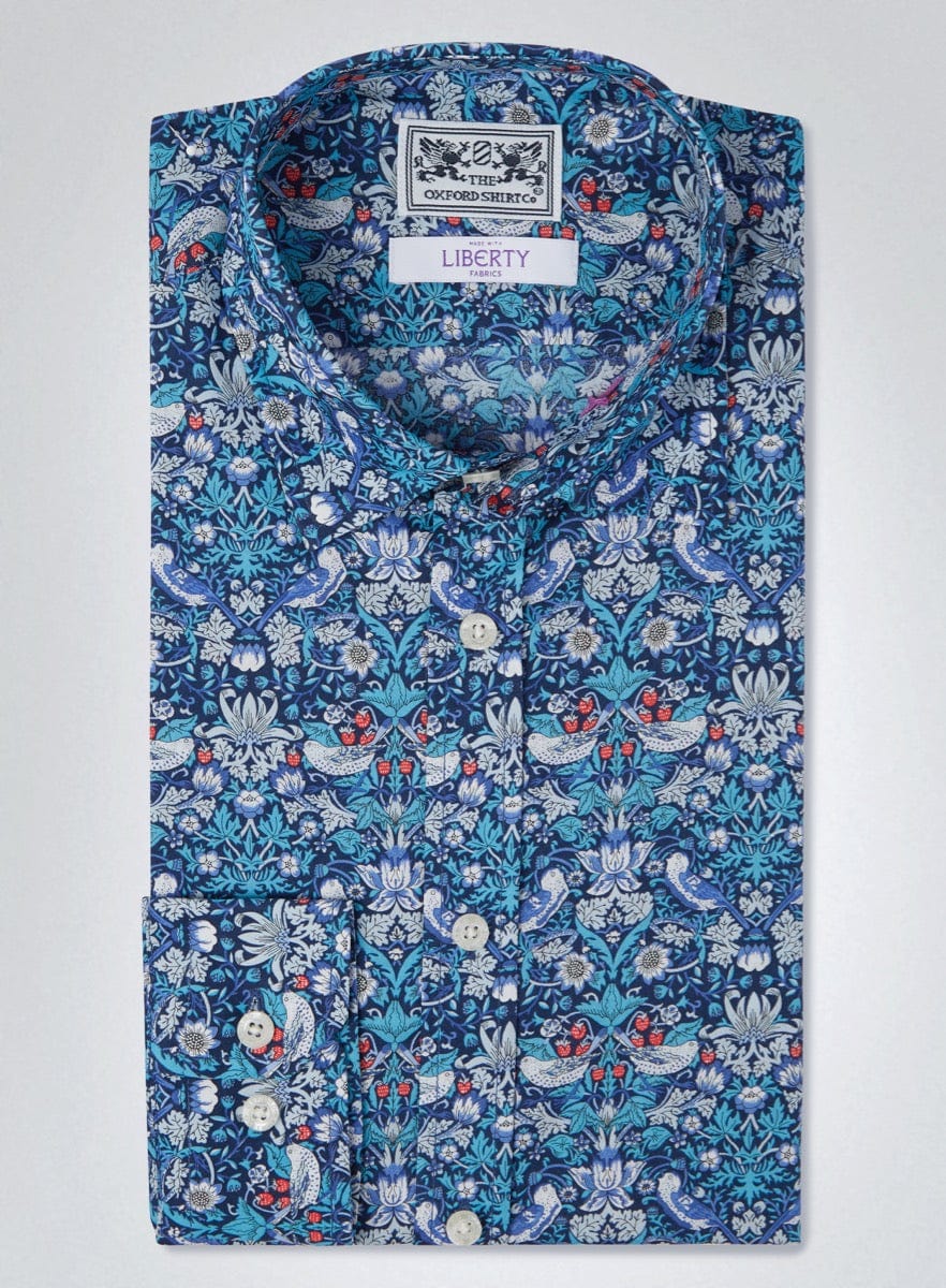 Men’s shirt in Strawberry Thief Liberty fabric.