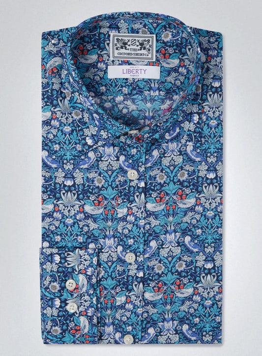 Men’s shirt in Strawberry Thief Liberty fabric.