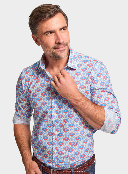 Men’s shirt in Sunflower Blooms Liberty fabric.