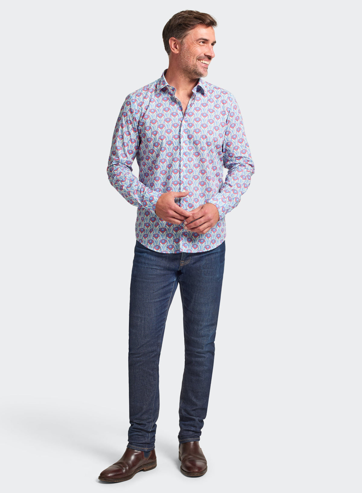 Men’s shirt in Sunflower Blooms Liberty fabric.