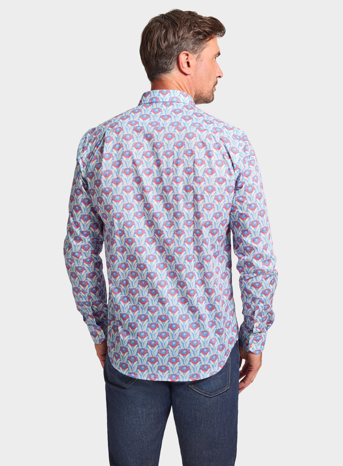 Men’s shirt in Sunflower Blooms Liberty fabric.