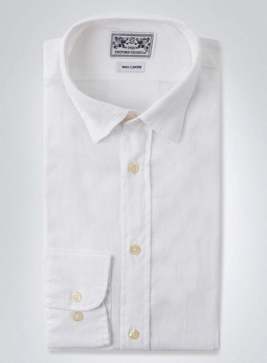 Men’s tailored linen shirt in White.