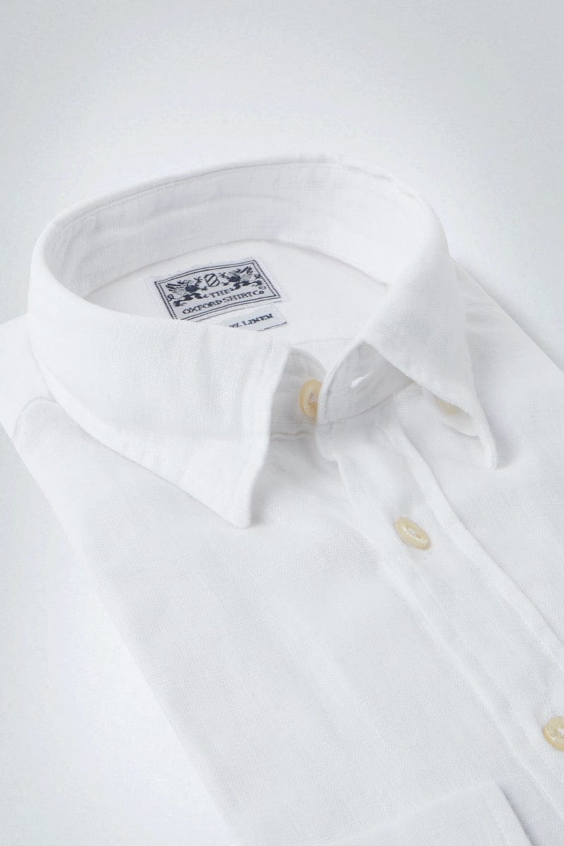 Men’s tailored linen shirt in White.