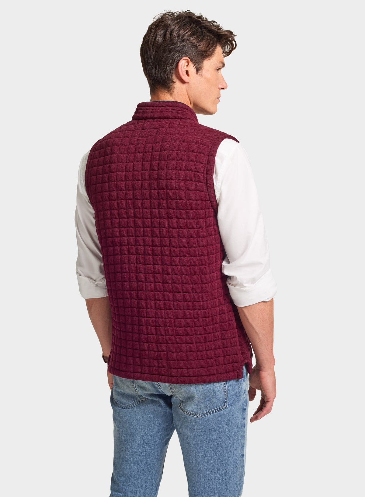 Men’s Thermatex quilted gilet in Burgundy.