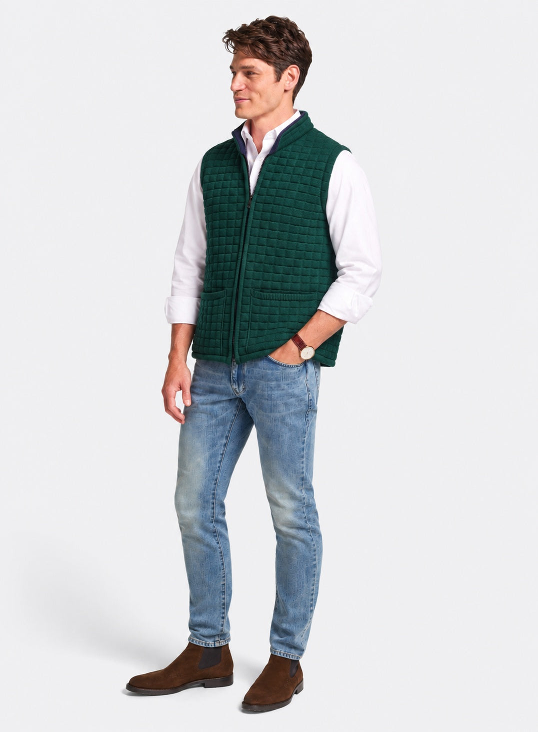 Men’s Thermatex quilted gilet in Green.