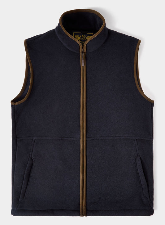 Men’s trimmed fleece gilet in Navy.