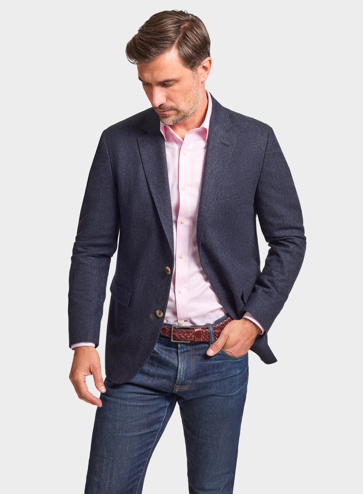 Men’s wool blazer jumper in Charcoal.