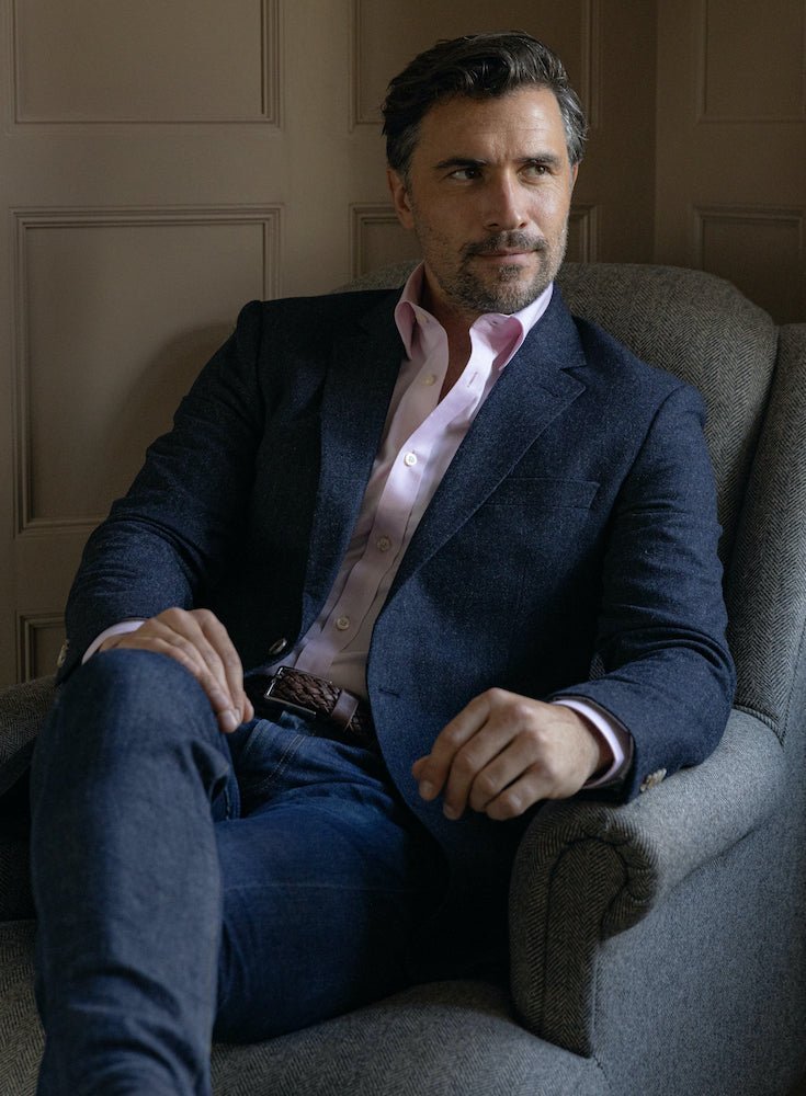 Men’s wool blazer jumper in Charcoal.