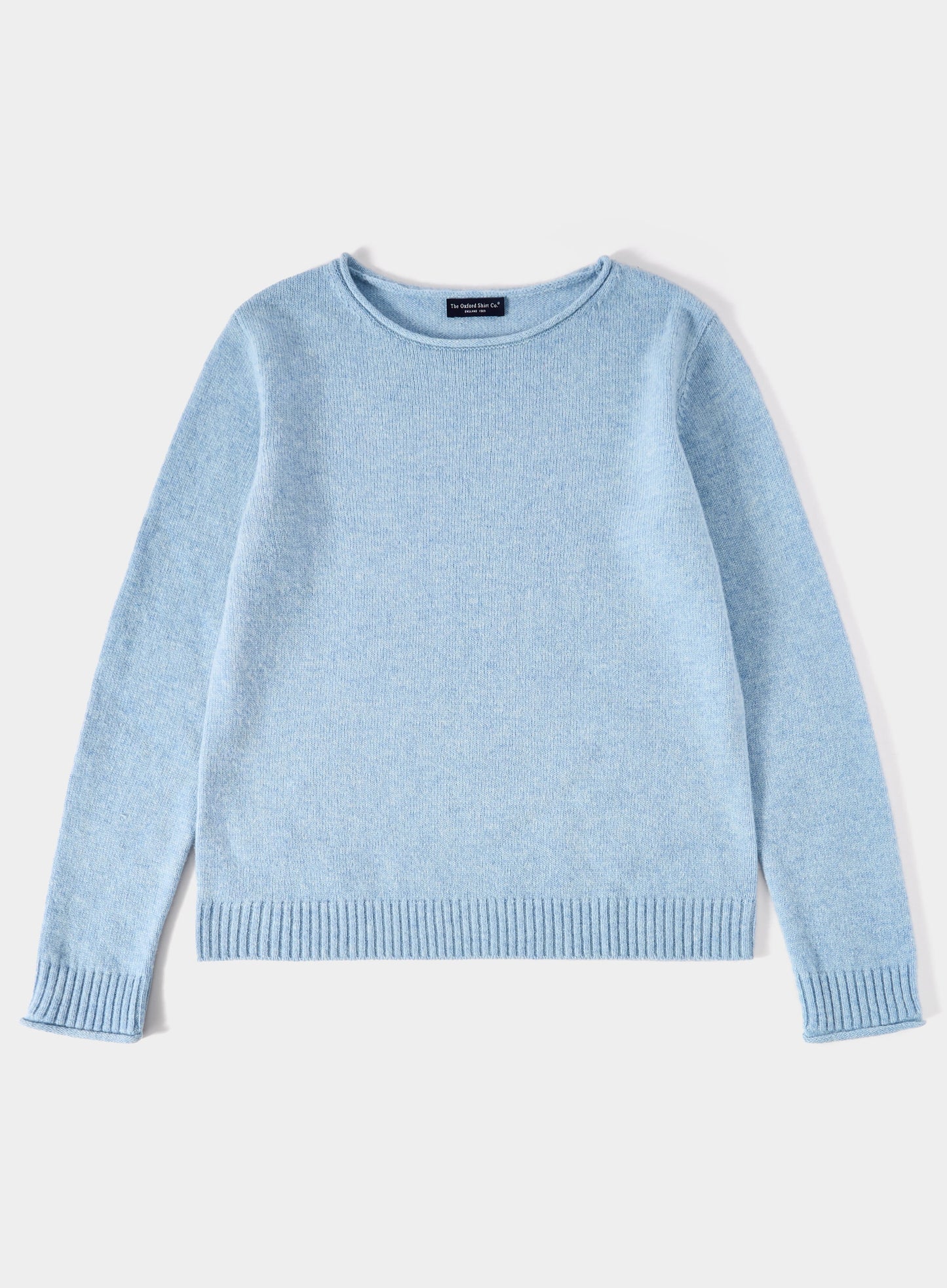 Roll Edge Neck Jumper - Blue