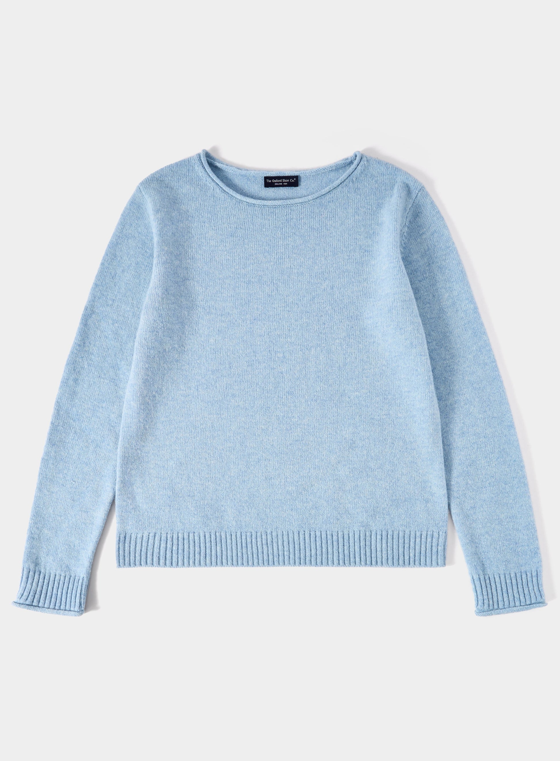 Roll Edge Neck Jumper - Blue