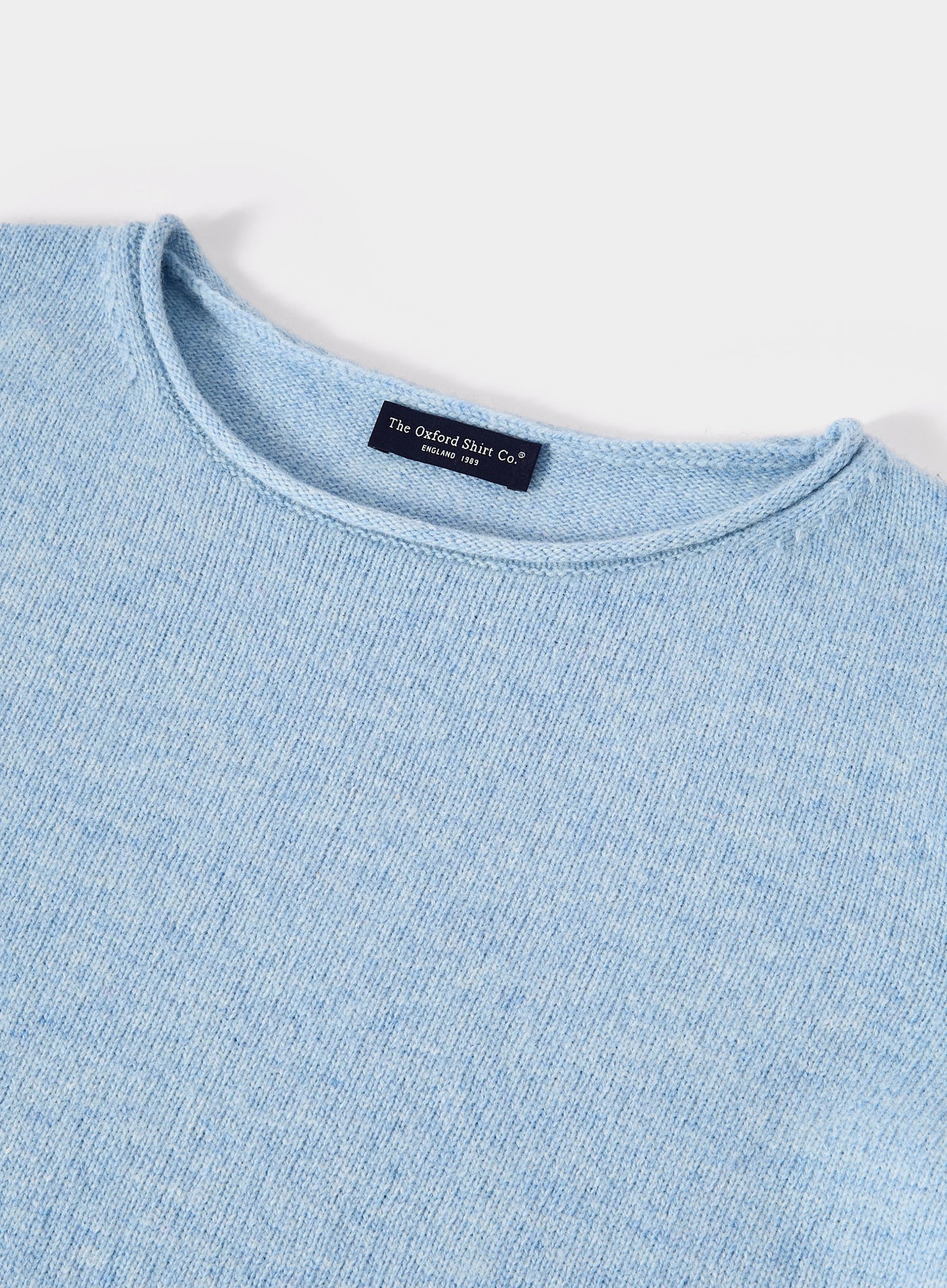 Roll Edge Neck Jumper - Blue