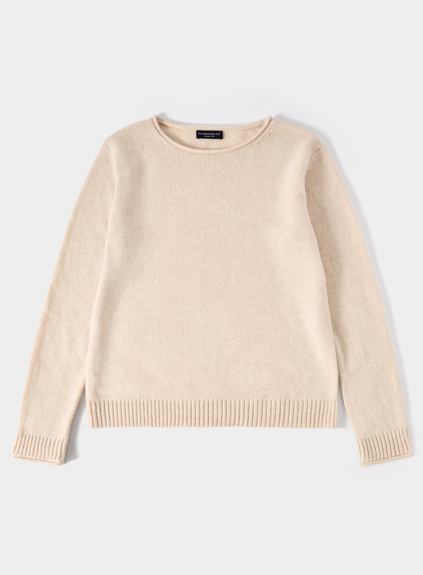 Roll Edge Neck Jumper - Cream