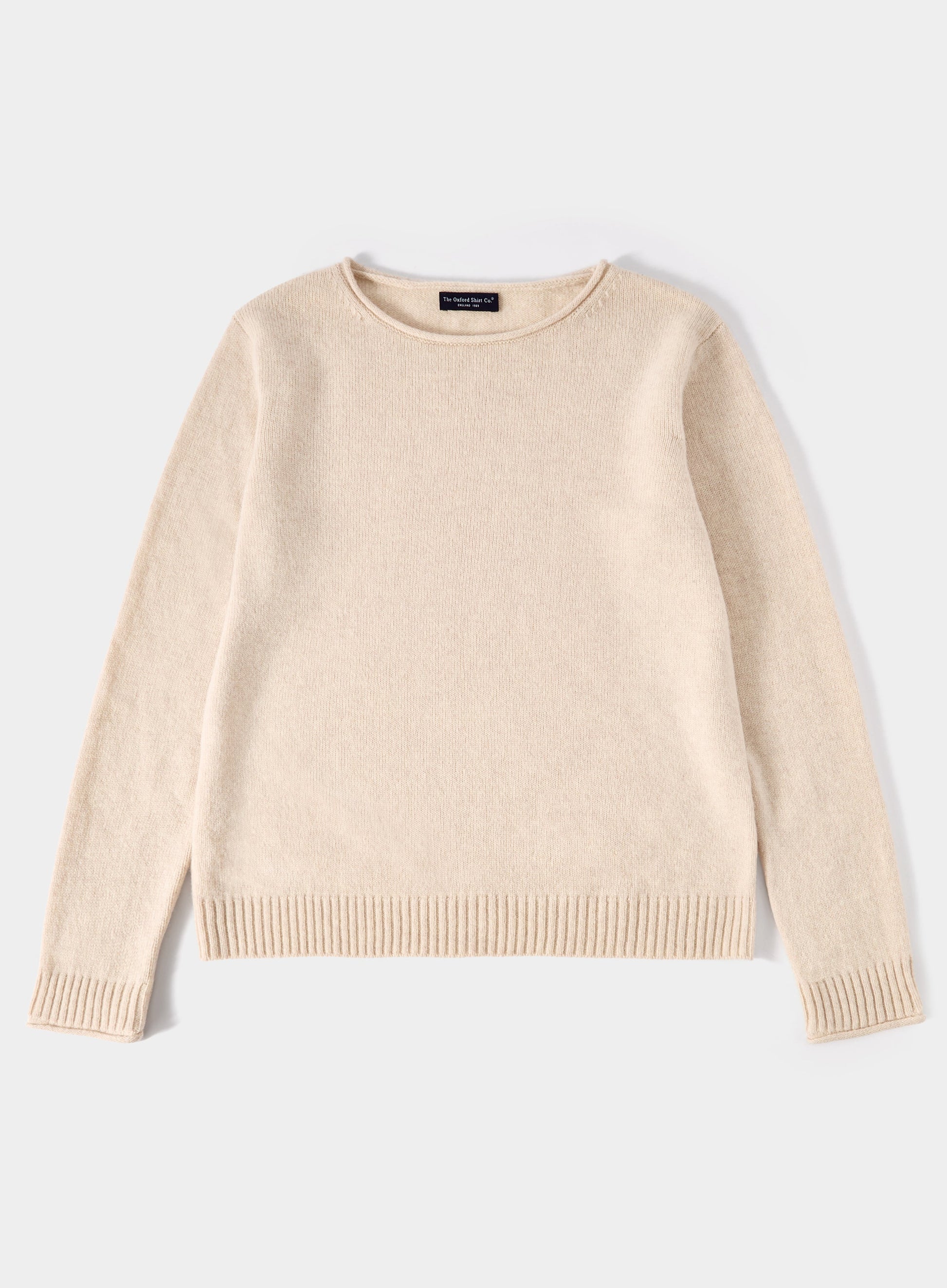Roll Edge Neck Jumper - Cream