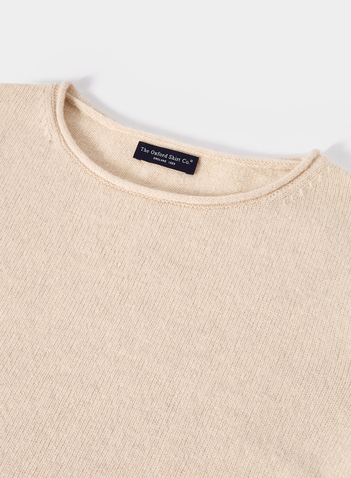 Roll Edge Neck Jumper - Cream