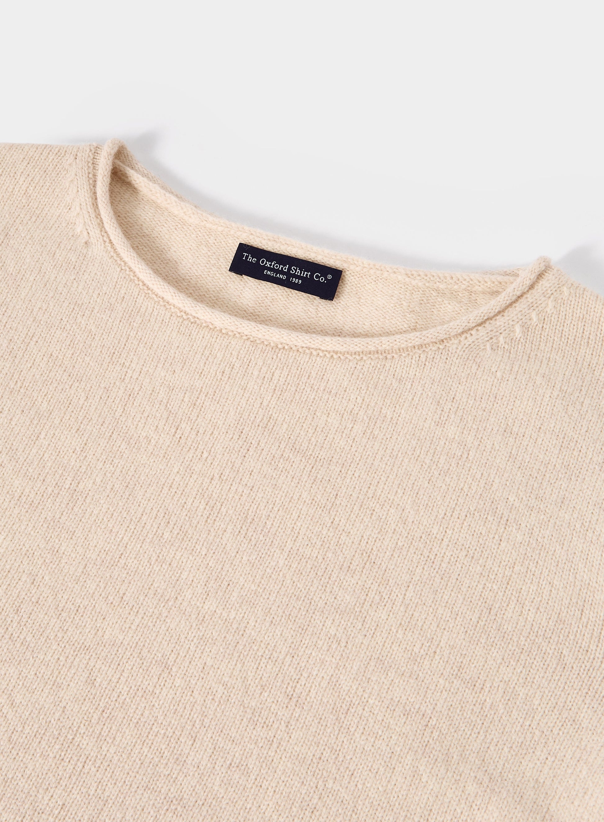 Roll Edge Neck Jumper - Cream