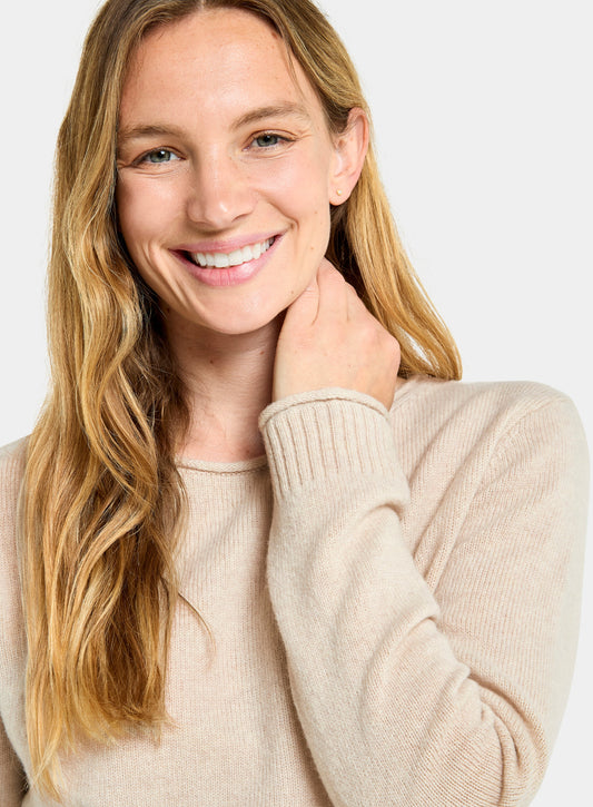 Roll Edge Neck Jumper - Cream