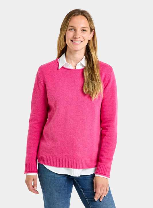 Roll Edge Neck Jumper - Pink